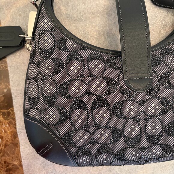 Coach Hampton's Hobo Bag in Crystal Signature Jacquard (Black) - Picture 6 of 16